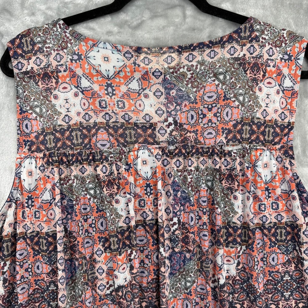 Bobbie Brooks Plus Size 3X Tank Top Boho Print Sleeveless Lined Navy Orange - Picture 2 of 10
